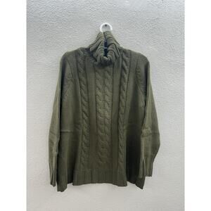 WinterSilks Womens Sweater Size XL Green Knit Turtleneck Silk Cotton NWT